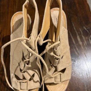 Women's Beige Lace-Up Sandals